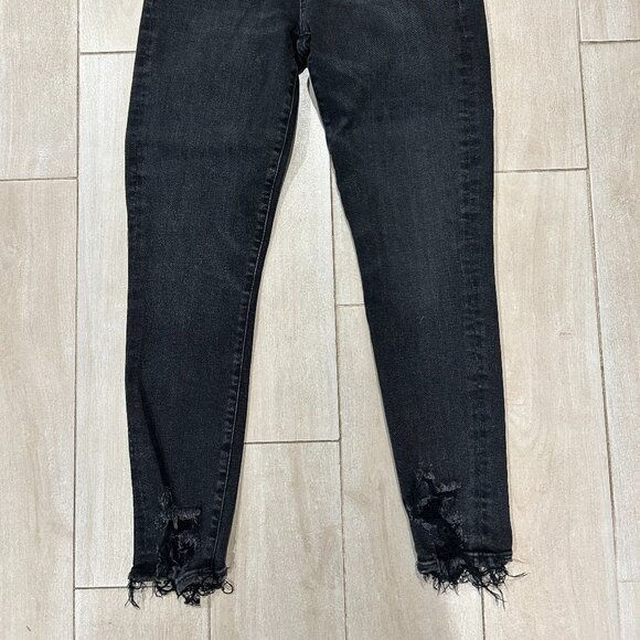 Womens AGOLDE Sophie A018 C-844 Black Distressed Crop Skinny Jeans Chewed Hem 27 - Picture 7 of 13